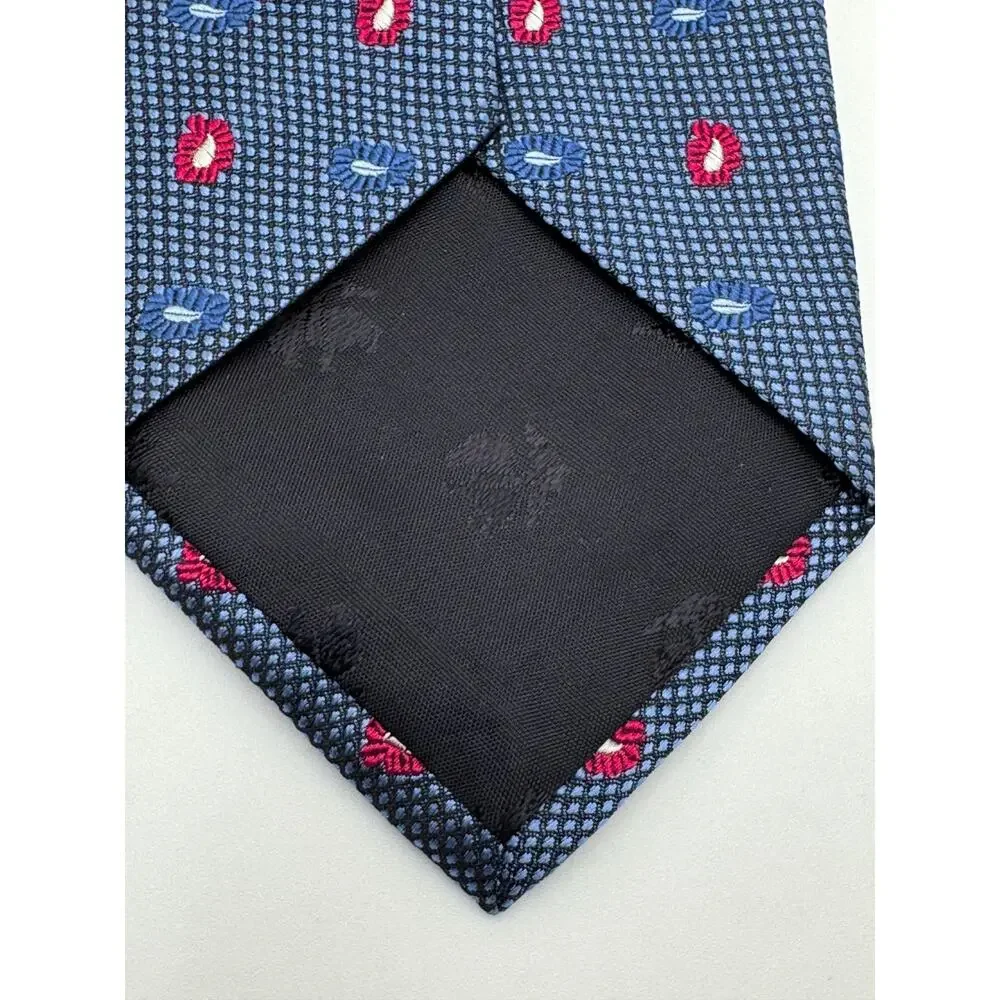 Brooks Brothers 346 Silk Tie Blue Geometric Red Dot Classic Necktie USA
